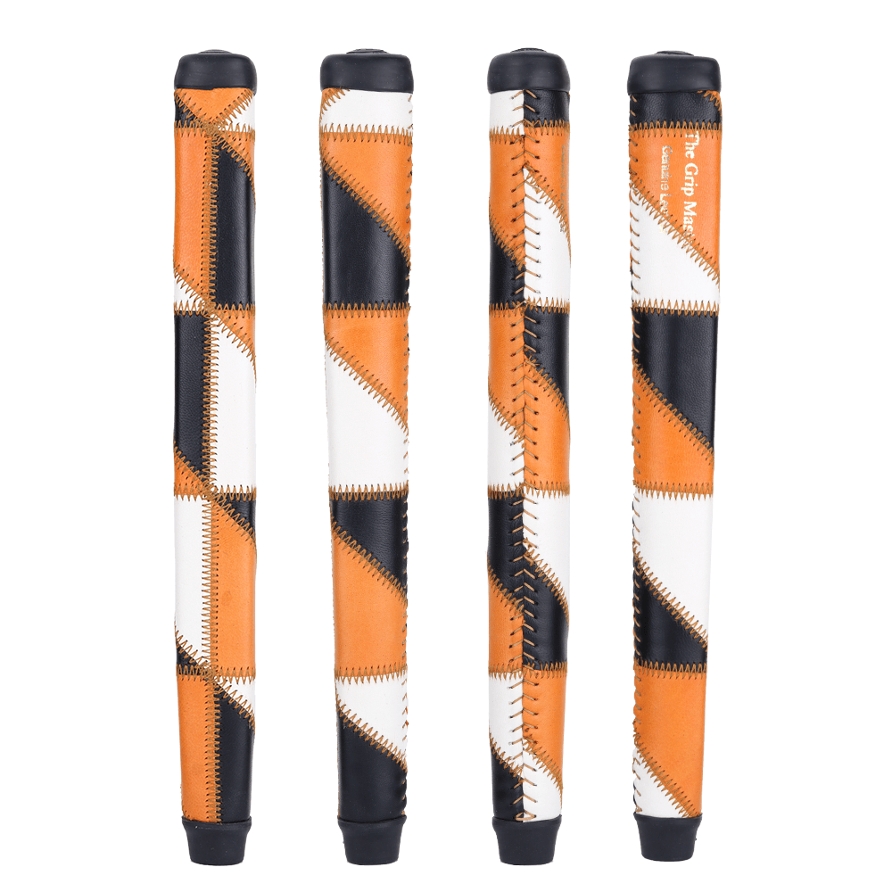 THE GRIP MASTER PATCHWORK CABRETTA LACED PADDLE PUTTER GRIP - BLACK/WHITE/ORANGE