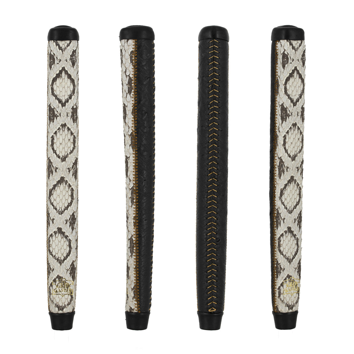 THE GRIP MASTER XOTICS SNAKE SKIN BONE/OSTRICH BODY BLACK HYBRID PADDLE PUTTER GRIPS