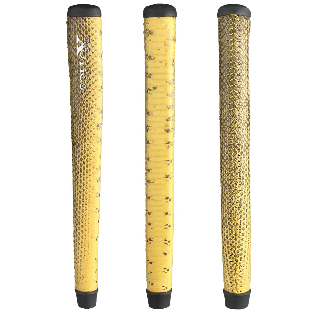 THE GRIP MASTER XOTICS MASKED WATER SNAKE YELLOW MIDSIZE LACED PUTTER GRIP